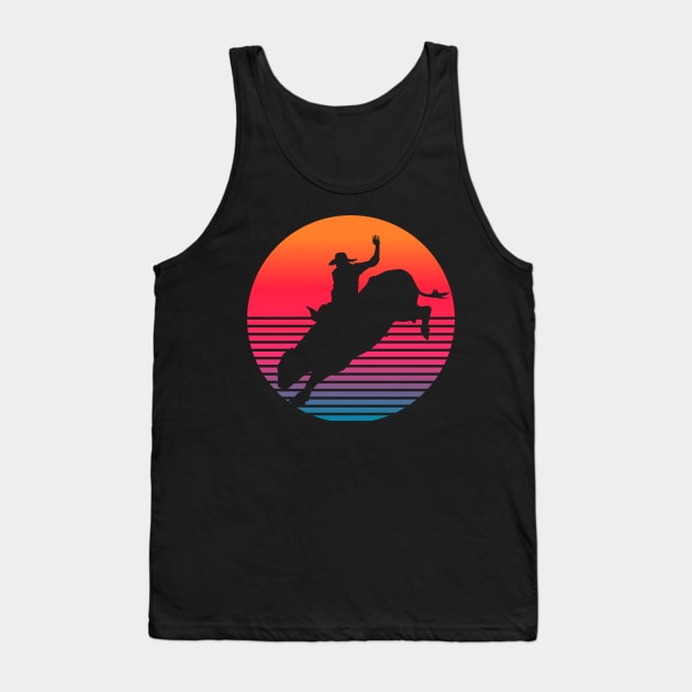 Rodeo Bull rider retro sunset Tank Top by Geoji 